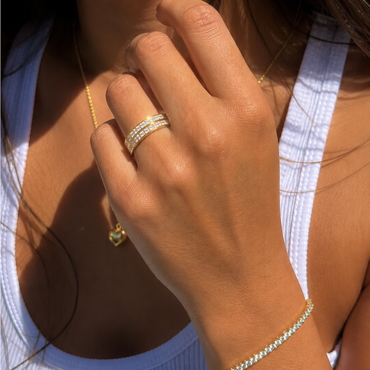 Krystal Ring 18K Guldbelagt 4mm