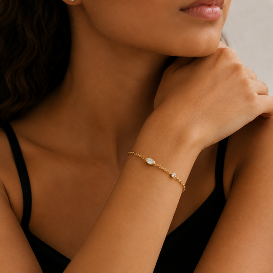 Oval Zirkonia Armbånd 18K Guldbelagt