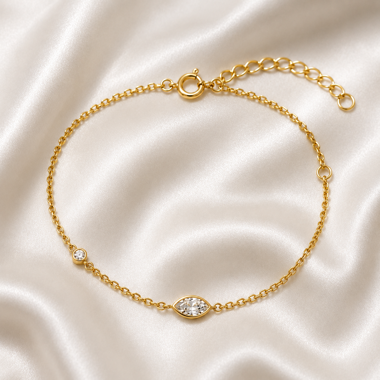 Oval Zirkonia Armbånd 18K Guldbelagt
