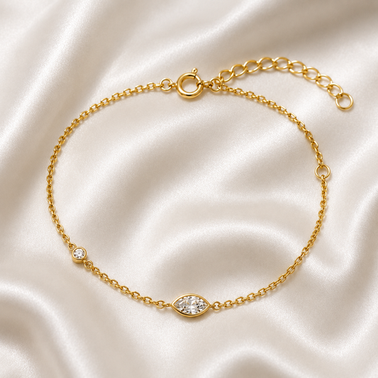 Oval Zirkonia Armbånd 18K Guldbelagt