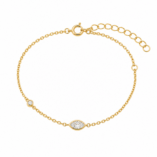 Oval Zirkonia Armbånd 18K Guldbelagt