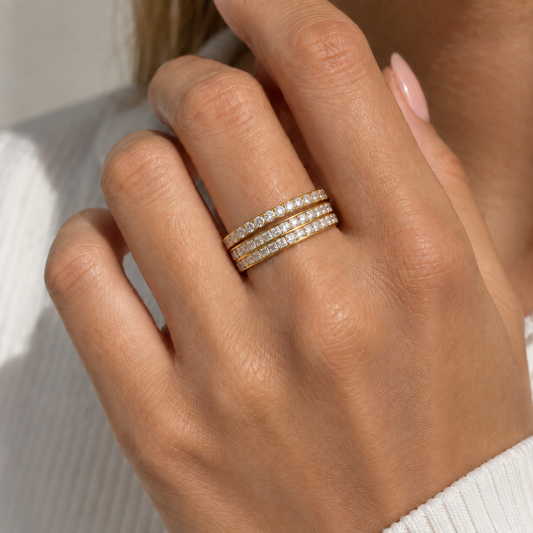Krystal Ring sæt 18K guldbelagt