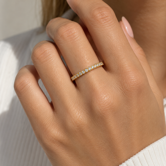 Krystal Ring 18K Guldbelagt 2mm