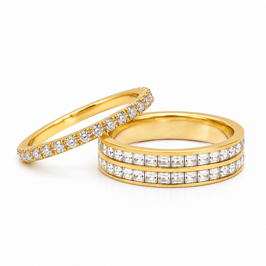 Krystal Ring sæt 18K guldbelagt